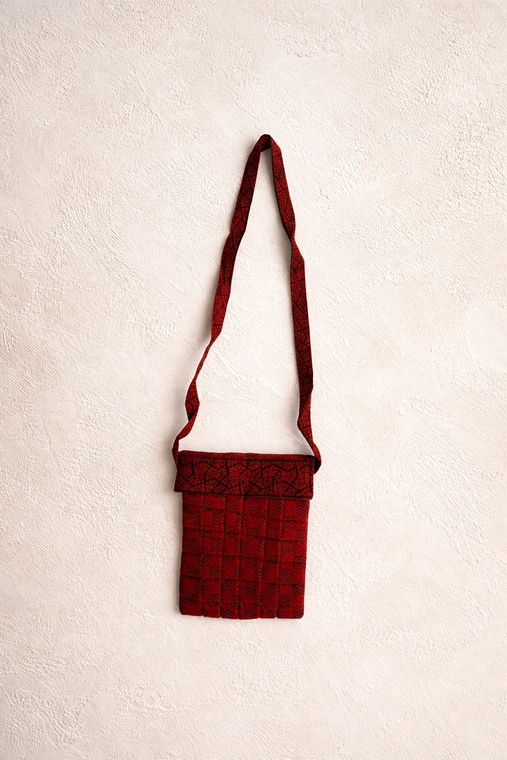 Red Stripes Bagh Print Cotton Sling Bag