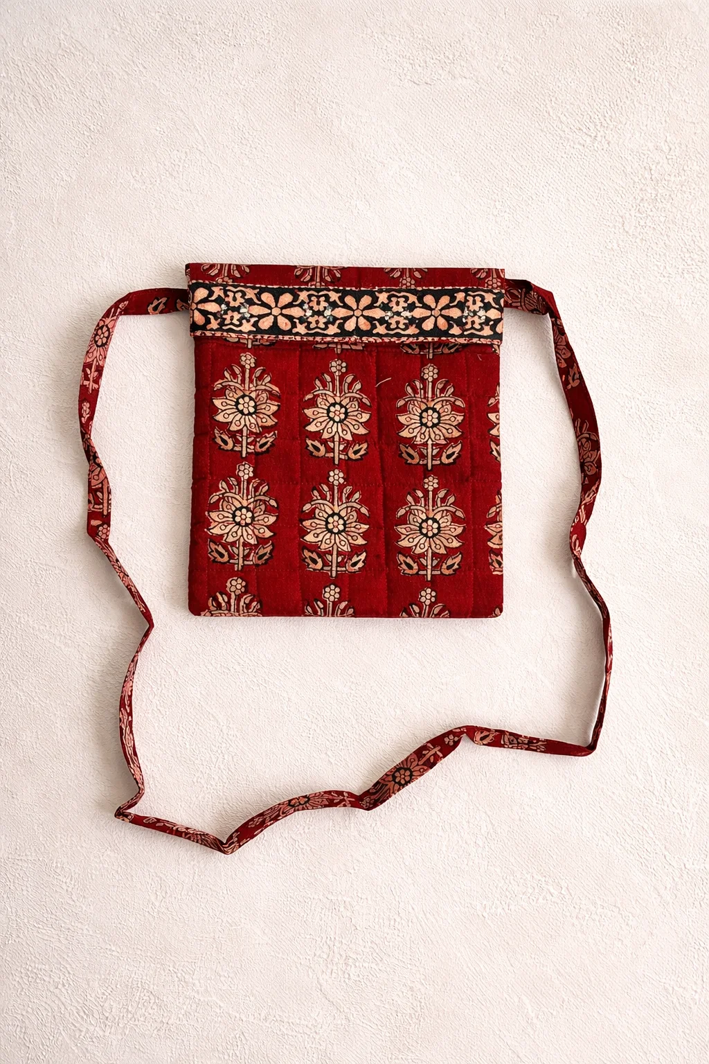 ChatGPT Image Mar 21, 2026, 12_03_04 AM Red Buti Bagh Print Cotton Sling Bag