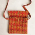Red Yellow Paisley Bagh Print Cotton Sling Bag