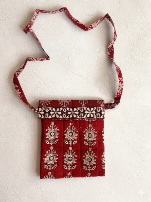 Red Buti Bagh Print Cotton Sling Bag