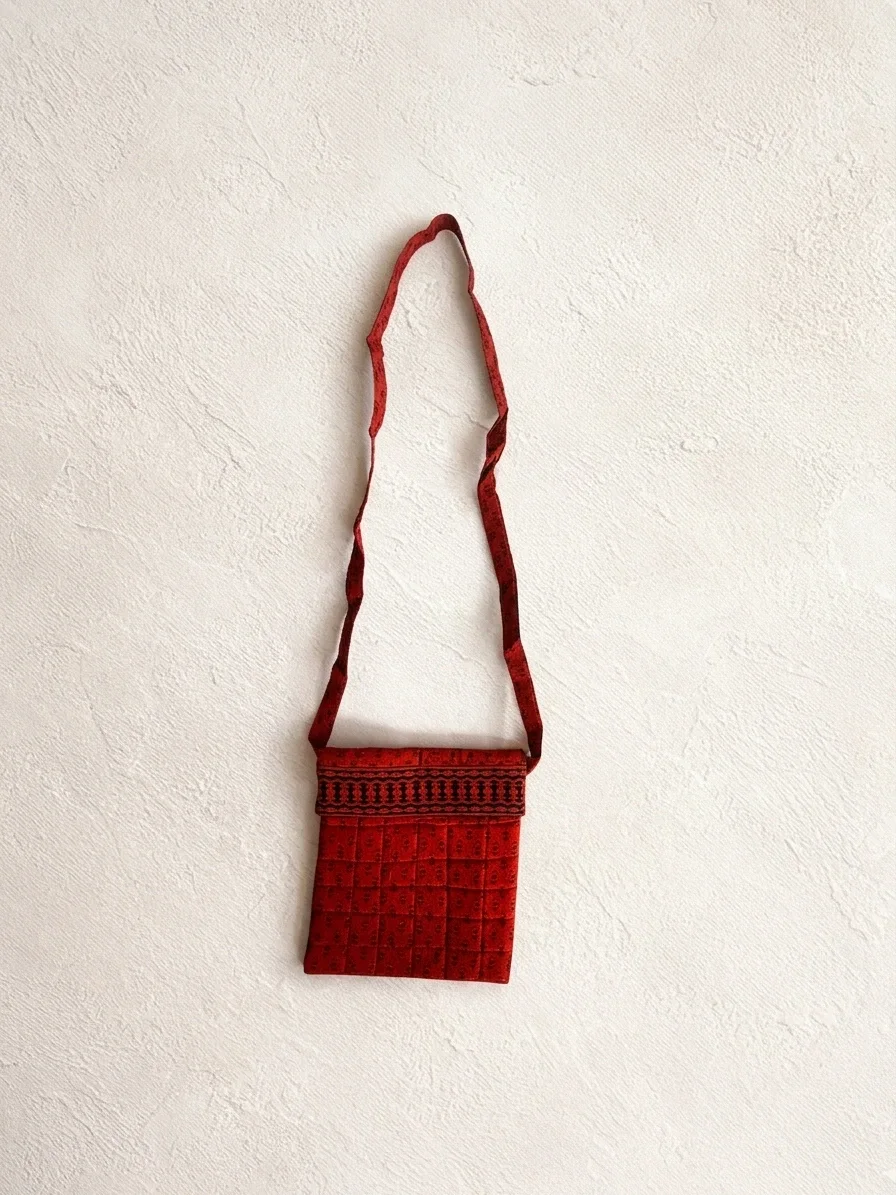 Gemini_Generated_Image_q9gnyjq9gnyjq9gn_11zon Red Bagh Print Cotton Sling Bag