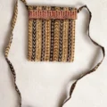 Beige Stripe Bagh Handblock Print Cotton Sling Bag